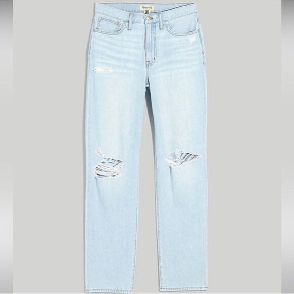 Madewell NWT The Slouchy Boyjean Size 31 Ripped Edition in Wrightlane Wash - Picture 2 of 11